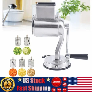Rotary Cheese Grater Hand Crank Vegetable Food Chopper Shredders Stainless Steel - Picture 1 of 14