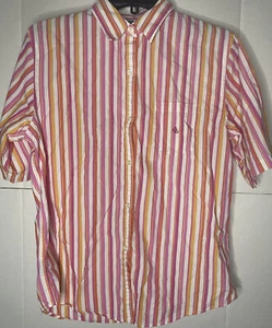 LAUREN RALPH LAUREN womens stripe short sleeve Collared Top multicolor  Medium - Picture 1 of 4