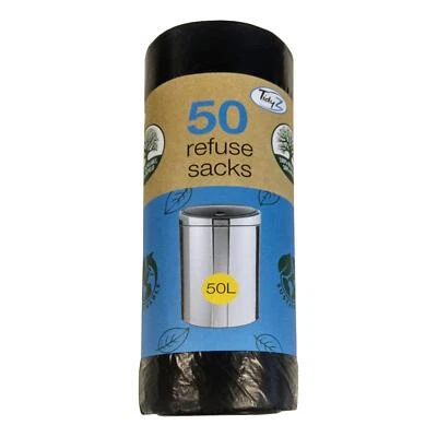 Tidyz 50L Extra Strong Bin Bags - Tough, Eco-Friendly Refuse Sacks