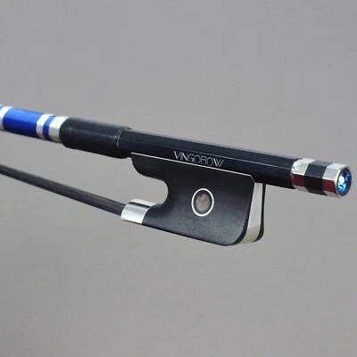 New Model! Advanced Carbon Fiber Cello Bow Black Hair with Blue Crystal 103CB - Image 1 of 4