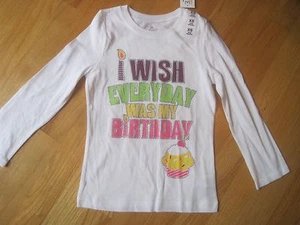 GIRL GLITTERY WISH EVERYDAY IS BIRTHDAY CUPCAKE WHITE SHIRT TOP NWT 4 XS - Picture 1 of 6