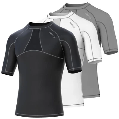 Mens Compression Short Sleeves Shirt with Mesh Panels Base Layer Top Gym Sports - Image 1 of 4