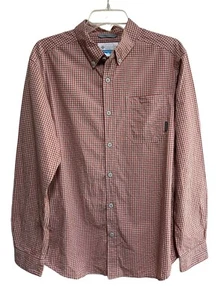 Camisa Columbia Talla Mediana Abotonada Roja Gris Cuadros Manga Larga - Imagen 1 de 4