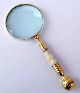 Magnifier gif Map Reading Vintage Style Brass & Mother Of Pearl Magnifying Glass - Picture 1 of 4