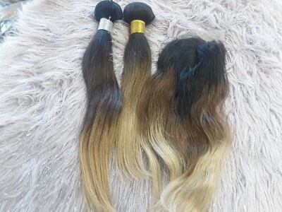 12AA CABELO BRASILEIRO 3 TONS OMBRE 1b/4/27# FECHAMENTO RETO 14+16&14 POLEGADAS 4X4 250g - Imagem 1 de 4