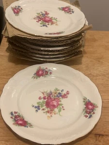 Vintage Wawel Rose Garden China, Bread and Butter Plates 6.75" x8 - Made In... - Picture 1 of 4