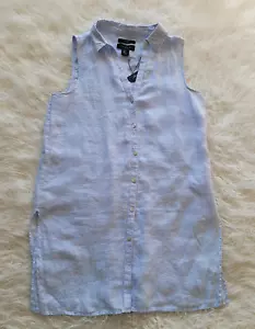 Tahari Women Sleeveless Linen Dress Sz S Blue - Picture 1 of 6