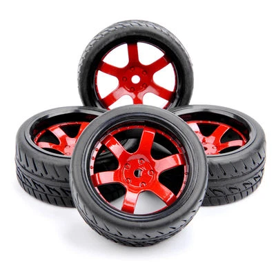 RC 4PCS 1/10 Run flat Tires&Wheel Rims 12mm Hex For HSP HPI On-Road Street Car  - Image 1 of 4