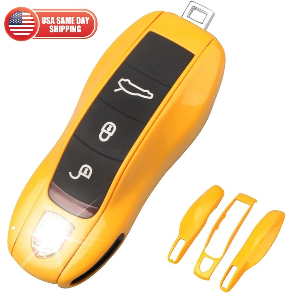 3 pcs Yellow Remote Smart Key Fob Shell Case Cover For Porsche Cayenne Macan 911 - Image 1 of 4