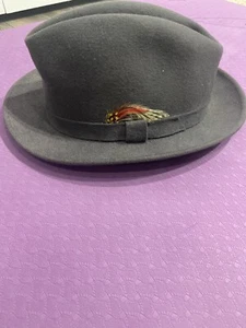 Bollman Futura II Gray Wool Men's Fedora Feather Hat Medium USA made - Picture 1 of 6