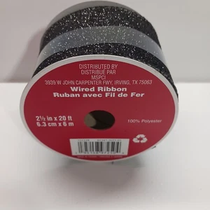 Celebrate It Halloween Weihnachten schwarz Glitzer Drahtkante Band 2,5" x 20 Fuß - Bild 1 von 3