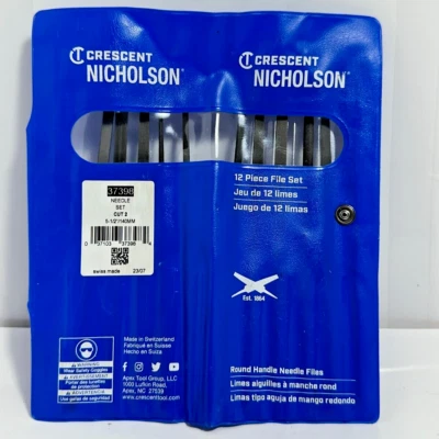 12-Piece Crescent Nicholson 37398 File Set Round Handle Needle Files 5-1/2" - Image 1 of 4