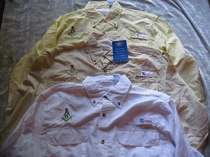 Masonic Square Compass Fisherman Nylon Mens Shirt Long Sleeve Fraternity NEW! - Picture 1 of 49
