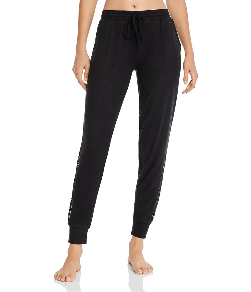 P.J. Salvage Womens Lace Inset Pajama Jogger Pants, Black, Medium - Image 1 of 1