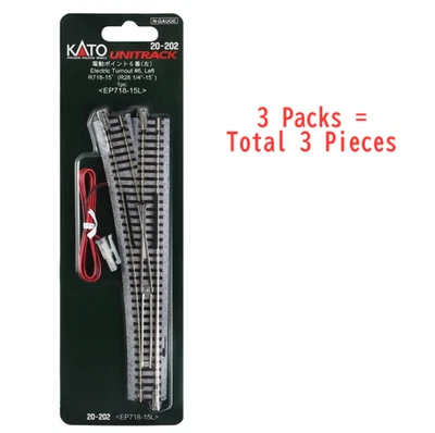 KATO N Scale Electric Turnout No.6 Left 20-202 – 3 Packs (Total 3 Pieces) Japan - Image 1 of 4
