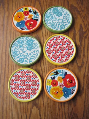 Juego de 6 Posavasos Mujer Pioneer Colorido Mercadillo Cerámica y Corcho Foto 1 de 4