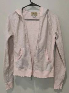  Y2K Juicy Couture Vintage Pink Sweatshirt Cherry Ruffle Seam With Pockets - Picture 1 of 9