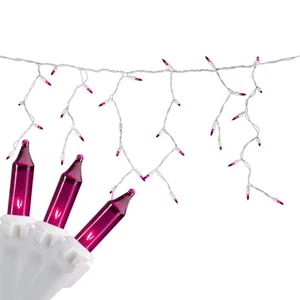 Northlight 100 Count Purple Mini Icicle Christmas Lights - White Wire - Picture 1 of 5