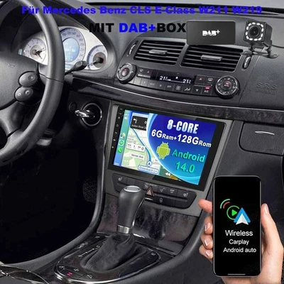 128GB Android14 DAB+ Autoradio Navi CarPlay Mercedes BENZ CLS/E-Klasse W211 W219 - Bild 1 von 4