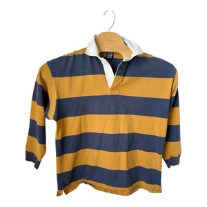 Vintage Gap Rugby Shirt Mens Size Large Blue Gold Stripe Long Sleeve Polo Y2K - Picture 1 of 9