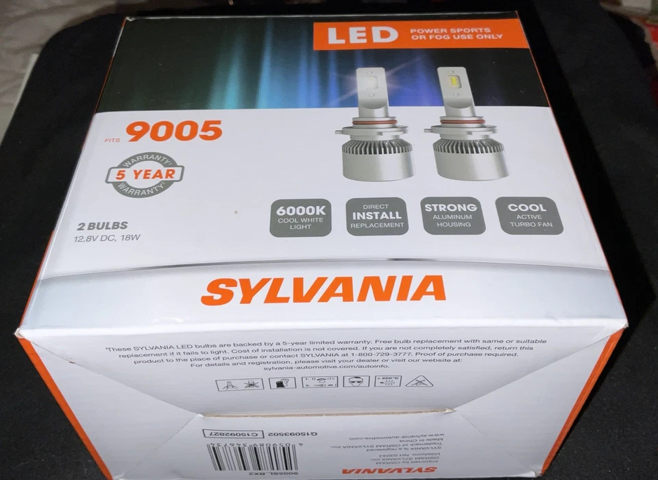 Sylvania: 9005 6000K LED Powersport Headlight Bulbs for Off-Road Use (2 Pack) - Image 1 of 2