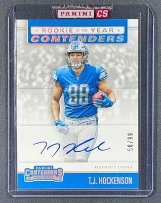 2019 Panini Contenders T.J. Hockenson novato autografado/99 Detroit Lions autógrafo de controle remoto - Imagem 1 de 3
