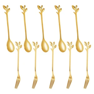 5 cucharas + 5 tenedores hoja de acero inoxidable café lifón para pasteles lifón de postre, RüH6446 - Imagen 1 de 8
