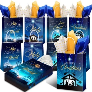 54 Stück Krippe Geschenktüten mit Seidenpapier Christlich Weihnachten Geschenkpapier... - Bild 1 von 6