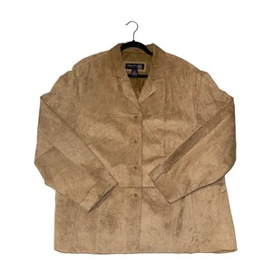 Venezia Jeans Clothing Co Women’s Plus Size 26/28 Leather Coat Jacket Button Up - Picture 1 of 6