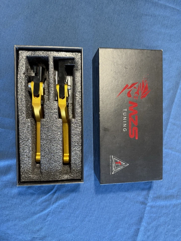 Palancas de embrague de freno cortas ajustables doradas MZS para Yamaha FZ07 MT07 FZ09 MT09 Foto 1 de 4