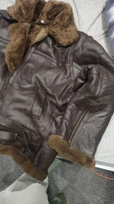 B-3 Jacket RAF US Navy Mens Bomber Flying Aviator Irvin Real Shearling Leather - Image 1 of 3
