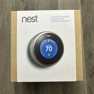 Nest T200577 WiFi Learning Thermostat Heating & Cooling Sealed NIB - Image 1 of 2