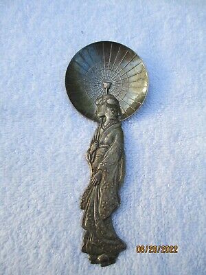 Rare Vintage K. Uyeda Sterling .950 Spoon-Asian Lady Holding Umbrella-37 Grams • 20.06$