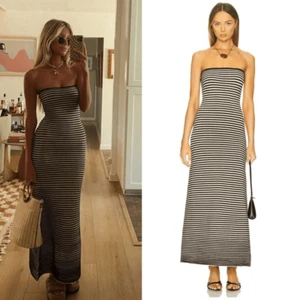 NEU Anthropologie x The Wolf Gang Sunmor Strick Maxikleid Größe Large schwarz weiß - Bild 1 von 10