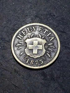 1873-B Schweiz 5 Rappen - 0,050 SILBER - Niedrig geprägt - KM #5 - Seltene Münze - Bild 1 von 2