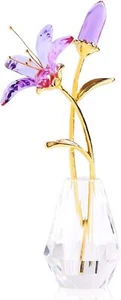 Purple Crystal Lily Flower Figurine with Stems - Handmade Collectible Statue ... - Picture 1 of 6
