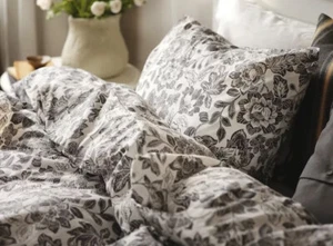 IKEA SKUGGNAVA New 3 Pc Set Full Queen Duvet Cover & 2 Qn Pillowcases Gray White - Picture 1 of 15