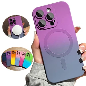 For iPhone 16e 15 Pro Max 14 13 12 Gradient TPU Mag Safe Case + Lens Protector - Picture 1 of 11