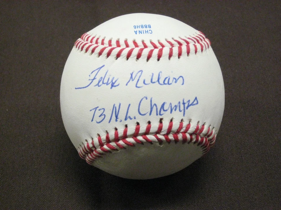 NEW YORK.METS GREAT FELIX MILLAN AUTO BASEBALL INSCRIBED 73 NL CHAMPS COA  - Image 1 of 1