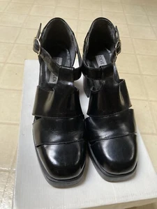 VINTAGE Steve Madden Black Leather Platform Mary Jane’s “Tower” 7.5M Mexico - Picture 1 of 6
