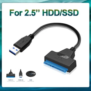 USB 3.0 To SATA 22 Pin 2.5" Hard Disk Drive SSD Adapter Connector Lead Cable - Picture 1 of 12