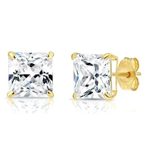 6,00 kt Princess simulierter Diamant Ohrstecker 14 K Gelbgold quadratischer Solitär - Bild 1 von 4