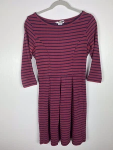 Boden Women’s Heavy Cotton Lou Lou Maroon Striped Fit and Flare Dress US Size 4R - Picture 1 of 6