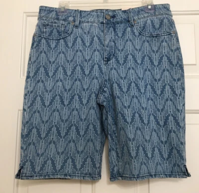 NUEVO CON ETIQUETAS NYDJ talla 12P punta de flecha azul jean denim lift tuck pantalones cortos para mujer  Foto 1 de 4