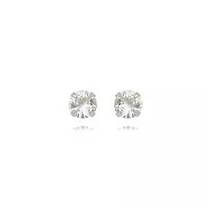 18k Gold Plated Round Clear CZ Stud Earrings/Hypoallergenic/Nickel Free - Picture 1 of 4
