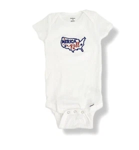 1st 4th Of July USA Patriotic Embroidered 'MERICA Y'ALL Toddler Boy Bodysuit NEW - Picture 1 of 5