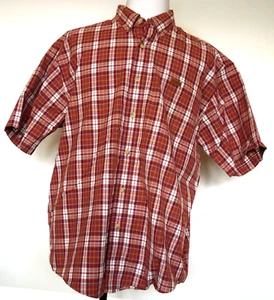 Camisa Carhartt Rojo Oscuro Cuadros S148 Botones Frontal Mangas Cortas 100% Algodón XL - Imagen 1 de 3