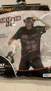Ape Grab N Go Adult Medium Halloween Costume Latex Mask Shirt & Stuffed Banana - Picture 1 of 11