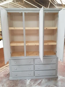 HANDMADE AYLESBURY 6 DRAWER trple WARDROBE (GREY) SILVER KNOBS WITH SHELVES! - Picture 1 of 4
