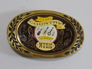 Vintage Sammlerstück Country Western Musik Messing Gürtelschnalle von Heritage 1980 - Bild 1 von 2